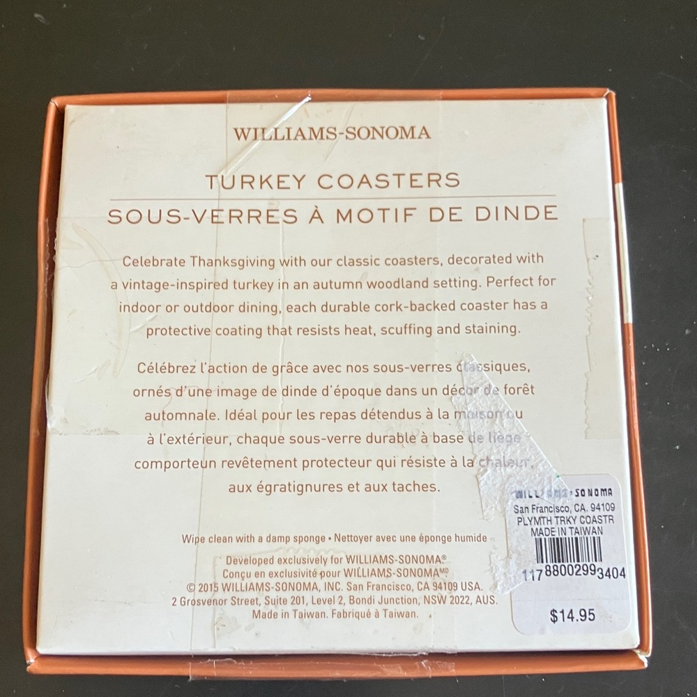 Williams Sonoma Multicolor Turkey Coasters - Picture 2 of 5